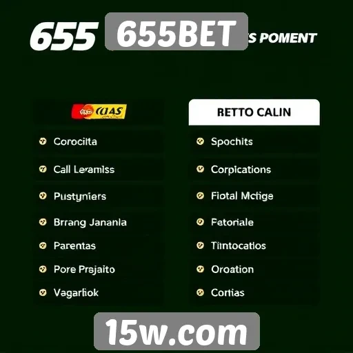 Comparativo de métodos de pagamento no 655BET